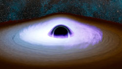 Illustration of a black hole's accretion disk and corona