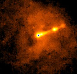 Chandra image of X-rays frmo M87, and the image of the shadow of M87's central supermassie black hole