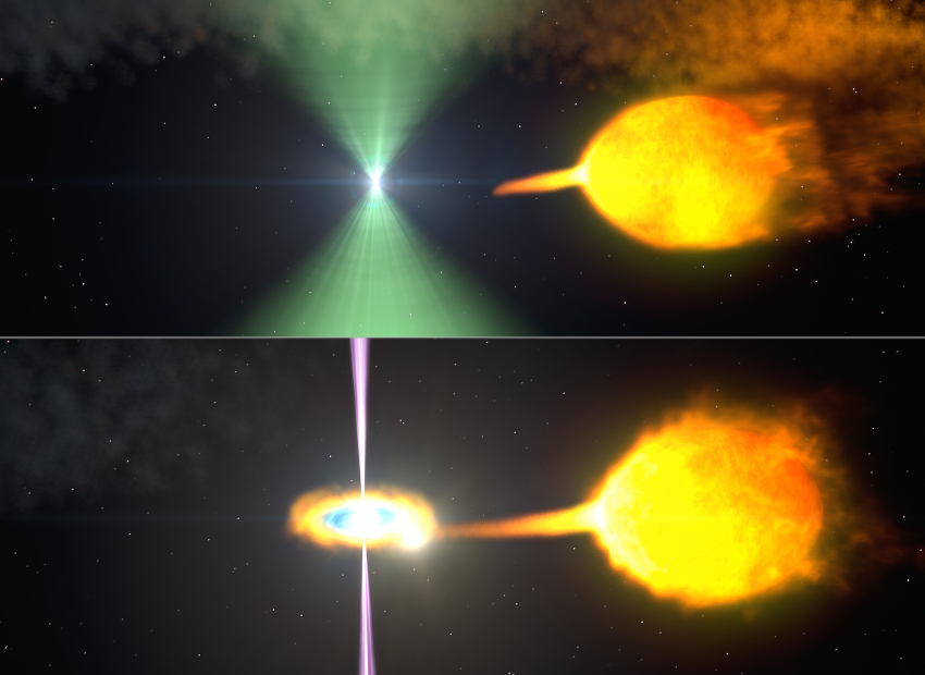 Artist impression of pulsar in transformation