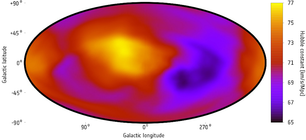 Map of possible variations in the expansion of the Universe derived from X-ray observations of galaxy clusters