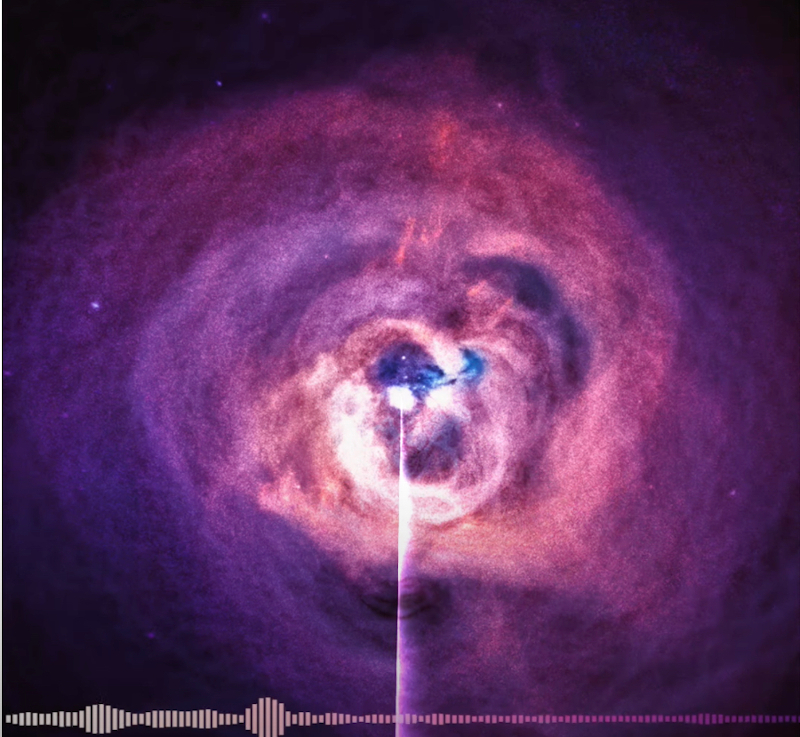 A frame from the sonifcation of the X-ray emission around the supermassive black hole in the Perseus Cluster