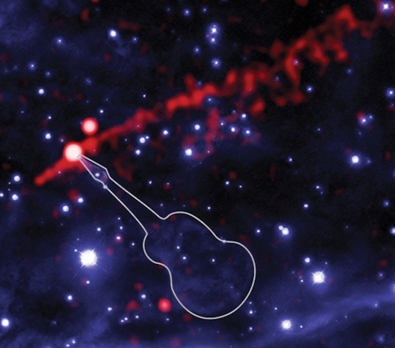 Optical image of the Guitar Nebula and Chandra X-ray image of a jet from pulsar B2224+65