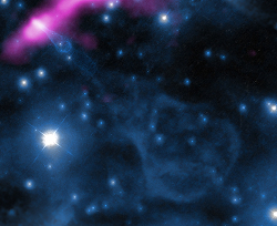 Optical image of the Guitar Nebula and Chandra X-ray image of a jet from pulsar B2224+65