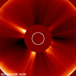 The state of the solar corona, as seen by SOHO, April, 8, 2024, prior to the total solar eclipse