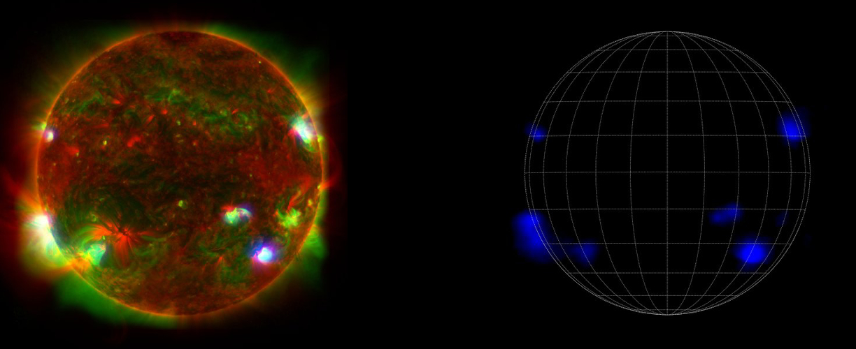 Multi-wavelength image of the energetic Sun