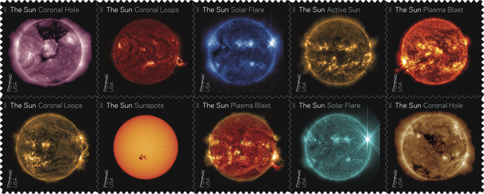 USPS Stamps highlighting solar images from SDO