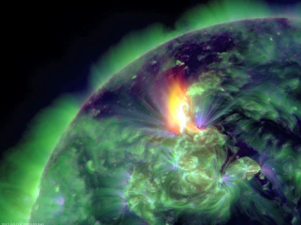 SDO image of January 19 2012 solar flare