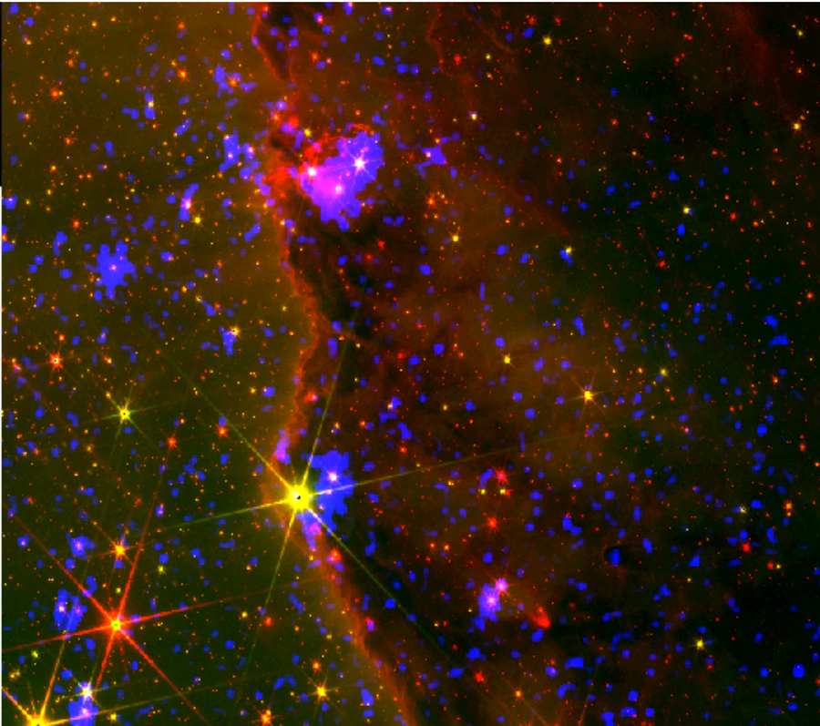 Chandra X-ray and JWST near IR image of the NGC 3324 in the Carina Nebula