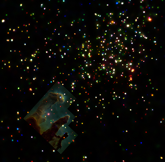 Chandra and HST image of the Eagle Nebula field