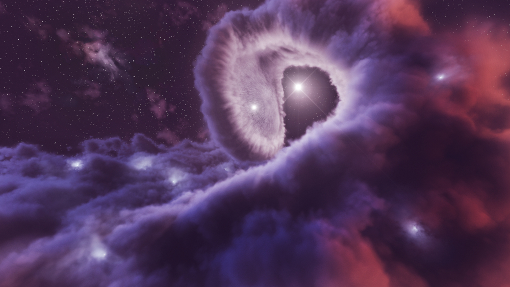 Illustration of the production of high-energy gamma rays by the wind collision in the eta Carinae system