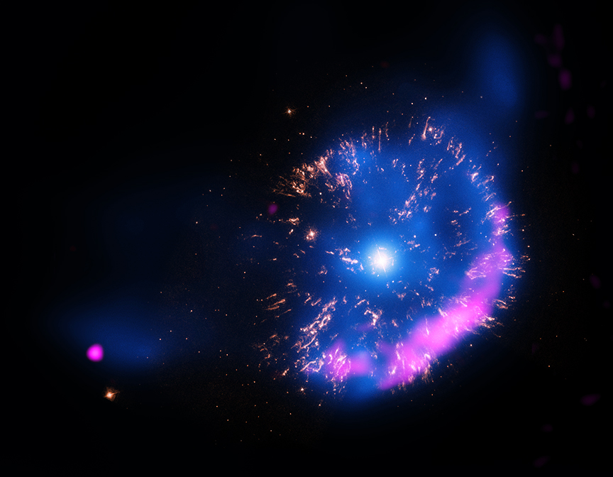 Composite X-ray, optical and radio image of nova GK Per