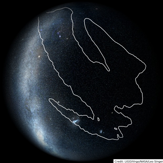 Sky Map of the estimated location of the neutron star merger S190425z