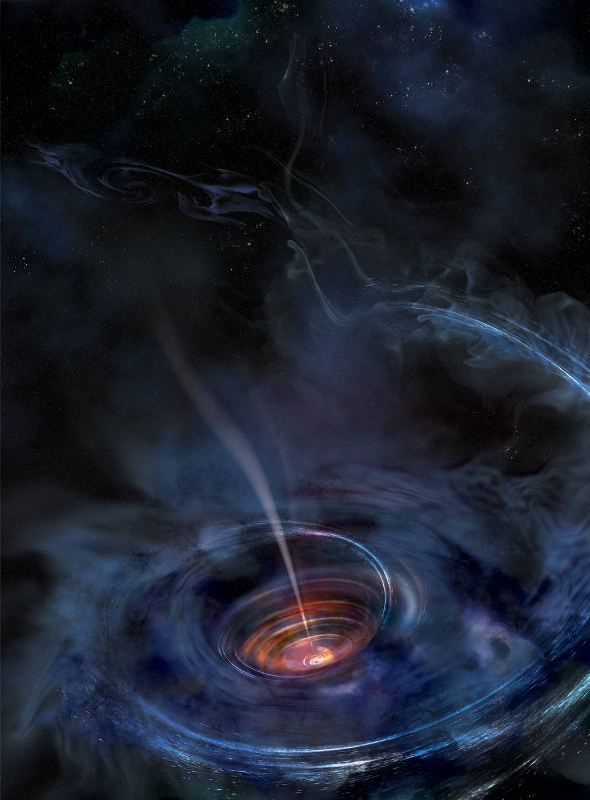 Illustration of a temporary accretion disk formed when a black hole devours a star