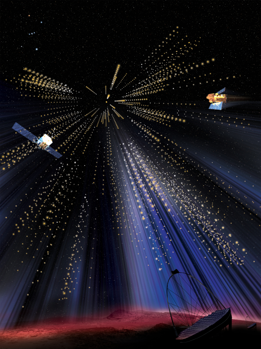 Artist interpretation of Fermi and Swift observation of GRB190114