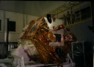 Bepposax in the clean room. Instruments are in view.